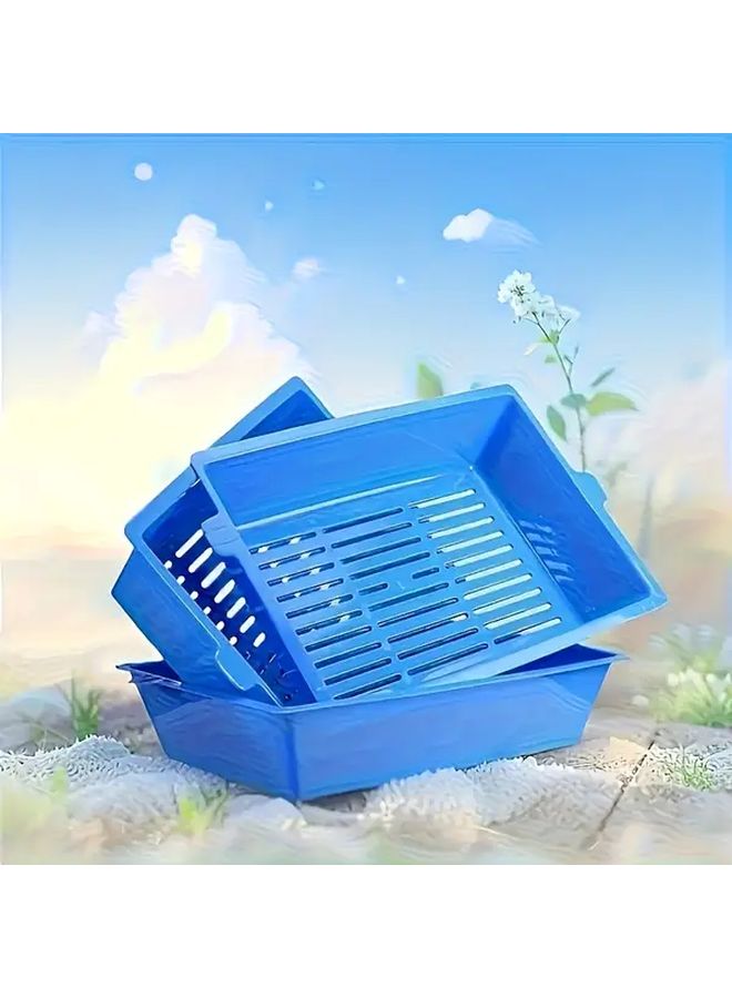 Blue 3 Tier Heavy Duty Cat Litter Box With Removable Trays No Overflow Easy Clean - Image 5